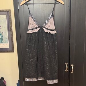 Free People Black and Silver Lace Chemise